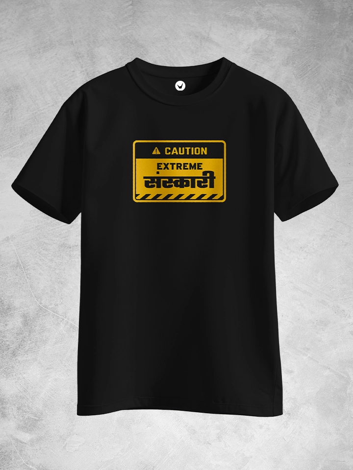 Caution - Extreme Sanskari | Typographic T-shirt